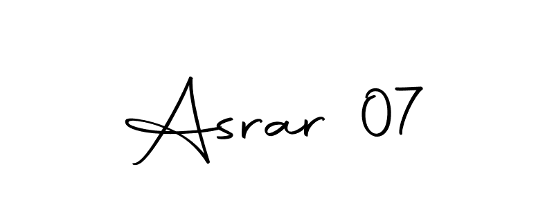 Use a signature maker to create a handwritten signature online. With this signature software, you can design (Autography-DOLnW) your own signature for name Asrar 07. Asrar 07 signature style 10 images and pictures png