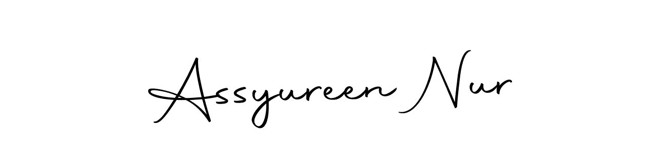 The best way (Autography-DOLnW) to make a short signature is to pick only two or three words in your name. The name Assyureen Nur include a total of six letters. For converting this name. Assyureen Nur signature style 10 images and pictures png
