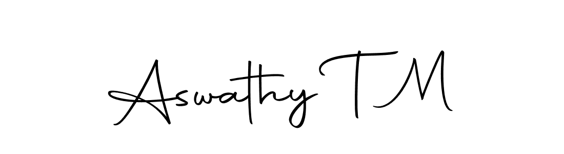 How to make Aswathy T M name signature. Use Autography-DOLnW style for creating short signs online. This is the latest handwritten sign. Aswathy T M signature style 10 images and pictures png