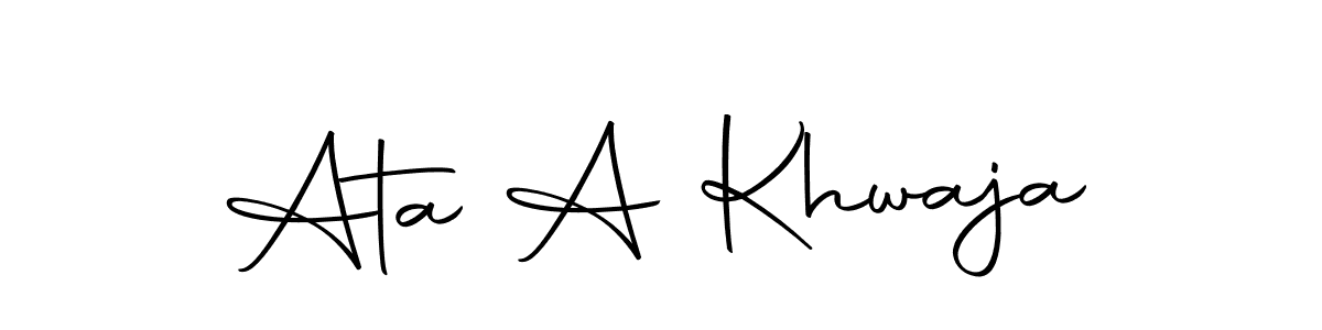 How to make Ata A Khwaja name signature. Use Autography-DOLnW style for creating short signs online. This is the latest handwritten sign. Ata A Khwaja signature style 10 images and pictures png