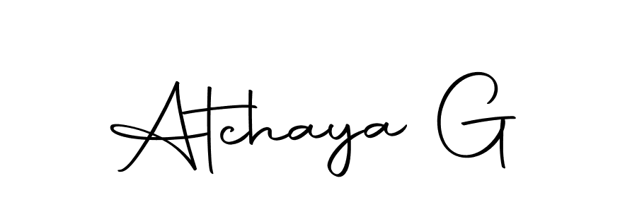 How to make Atchaya G name signature. Use Autography-DOLnW style for creating short signs online. This is the latest handwritten sign. Atchaya G signature style 10 images and pictures png
