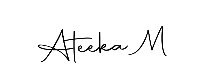 You can use this online signature creator to create a handwritten signature for the name Ateeka M. This is the best online autograph maker. Ateeka M signature style 10 images and pictures png