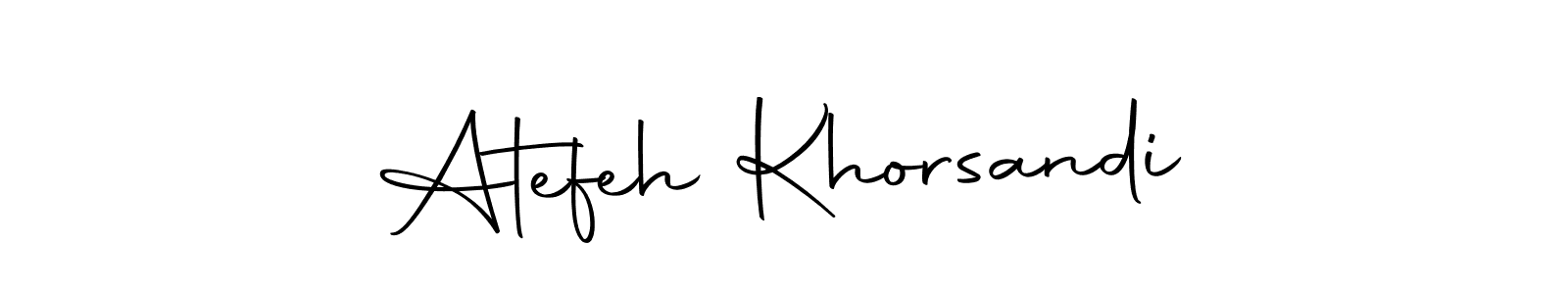 You should practise on your own different ways (Autography-DOLnW) to write your name (Atefeh Khorsandi) in signature. don't let someone else do it for you. Atefeh Khorsandi signature style 10 images and pictures png