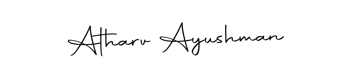 How to make Atharv Ayushman name signature. Use Autography-DOLnW style for creating short signs online. This is the latest handwritten sign. Atharv Ayushman signature style 10 images and pictures png