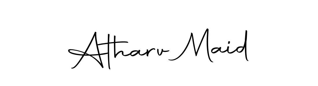 This is the best signature style for the Atharv Maid name. Also you like these signature font (Autography-DOLnW). Mix name signature. Atharv Maid signature style 10 images and pictures png