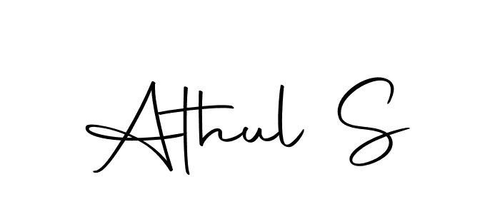 How to make Athul S name signature. Use Autography-DOLnW style for creating short signs online. This is the latest handwritten sign. Athul S signature style 10 images and pictures png