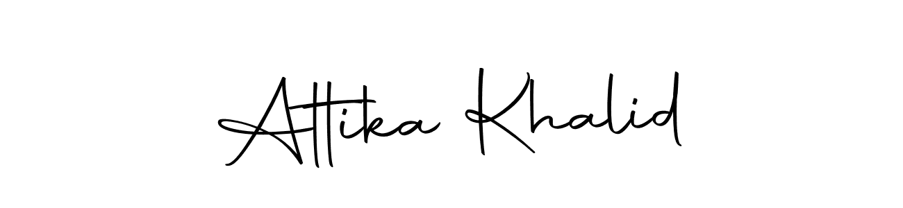 How to make Attika Khalid name signature. Use Autography-DOLnW style for creating short signs online. This is the latest handwritten sign. Attika Khalid signature style 10 images and pictures png