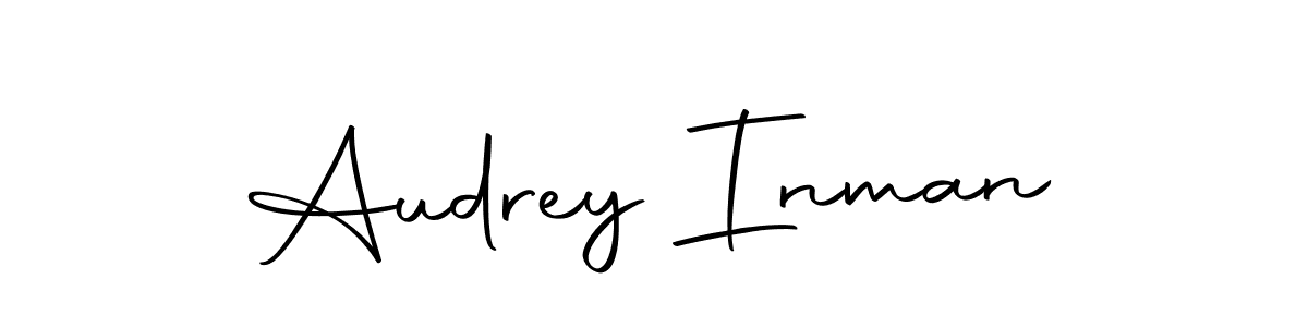 How to make Audrey Inman name signature. Use Autography-DOLnW style for creating short signs online. This is the latest handwritten sign. Audrey Inman signature style 10 images and pictures png