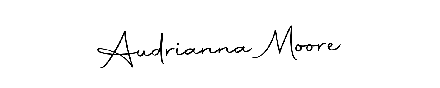 How to make Audrianna Moore name signature. Use Autography-DOLnW style for creating short signs online. This is the latest handwritten sign. Audrianna Moore signature style 10 images and pictures png