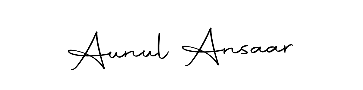 How to make Aunul Ansaar name signature. Use Autography-DOLnW style for creating short signs online. This is the latest handwritten sign. Aunul Ansaar signature style 10 images and pictures png