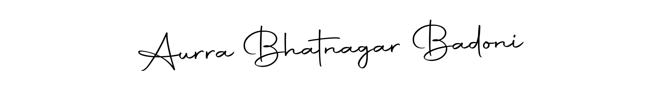 How to make Aurra Bhatnagar Badoni name signature. Use Autography-DOLnW style for creating short signs online. This is the latest handwritten sign. Aurra Bhatnagar Badoni signature style 10 images and pictures png