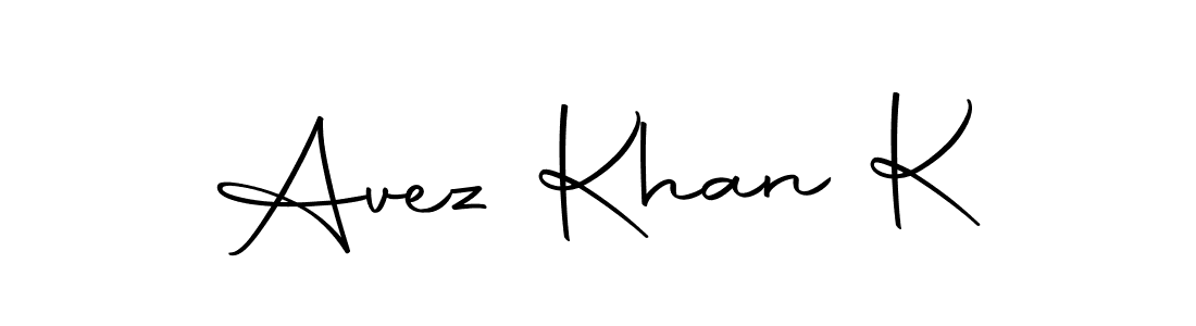 How to make Avez Khan K name signature. Use Autography-DOLnW style for creating short signs online. This is the latest handwritten sign. Avez Khan K signature style 10 images and pictures png