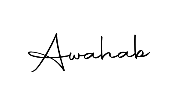 How to make Awahab name signature. Use Autography-DOLnW style for creating short signs online. This is the latest handwritten sign. Awahab signature style 10 images and pictures png