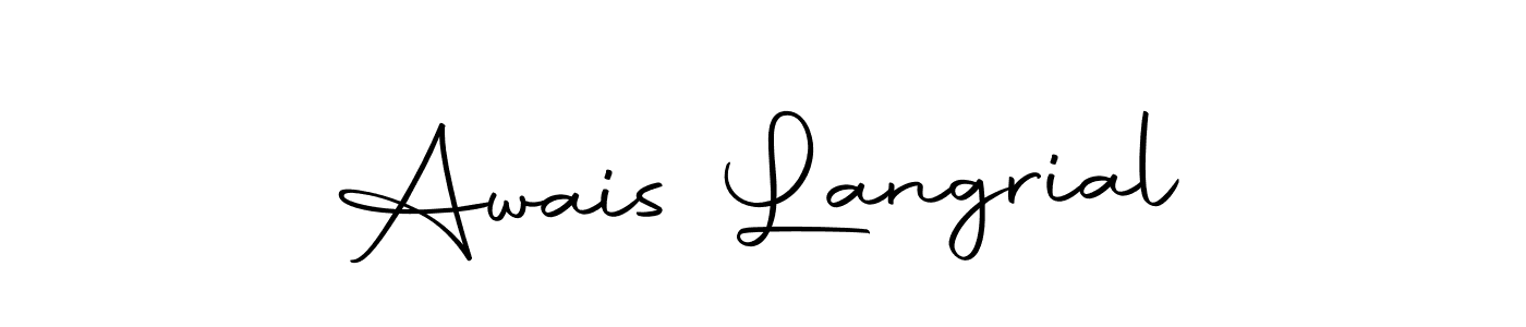 How to make Awais Langrial name signature. Use Autography-DOLnW style for creating short signs online. This is the latest handwritten sign. Awais Langrial signature style 10 images and pictures png