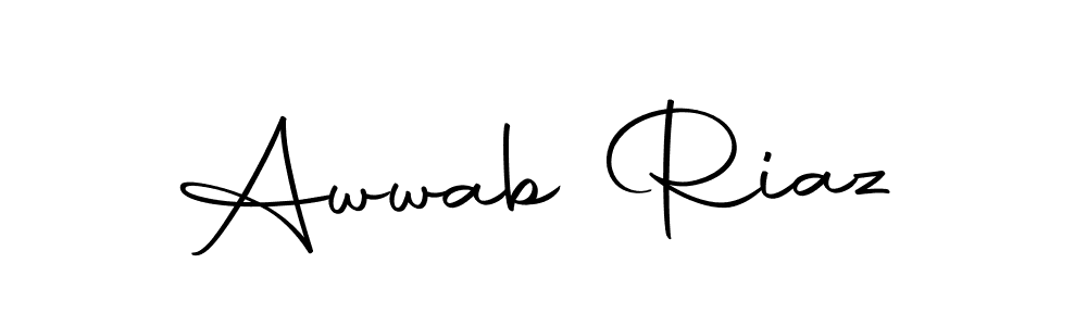 Create a beautiful signature design for name Awwab Riaz. With this signature (Autography-DOLnW) fonts, you can make a handwritten signature for free. Awwab Riaz signature style 10 images and pictures png