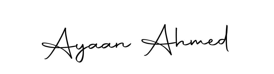 How to make Ayaan Ahmed name signature. Use Autography-DOLnW style for creating short signs online. This is the latest handwritten sign. Ayaan Ahmed signature style 10 images and pictures png