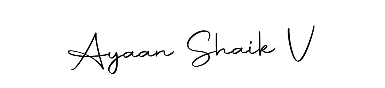 How to make Ayaan Shaik V name signature. Use Autography-DOLnW style for creating short signs online. This is the latest handwritten sign. Ayaan Shaik V signature style 10 images and pictures png