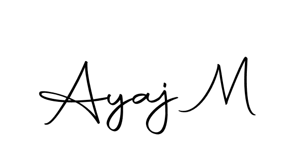 You should practise on your own different ways (Autography-DOLnW) to write your name (Ayaj M) in signature. don't let someone else do it for you. Ayaj M signature style 10 images and pictures png