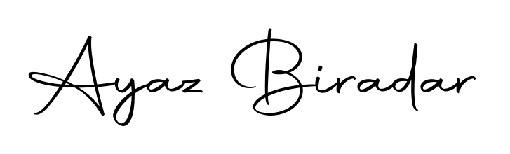 Personalize your online presence with Ayaz Biradar signature rendered in elegant Autography-DOLnW font. Great for website footers and blogs. Ayaz Biradar signature style 10 images and pictures png