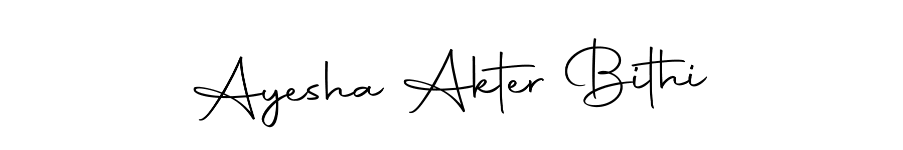 How to make Ayesha Akter Bithi name signature. Use Autography-DOLnW style for creating short signs online. This is the latest handwritten sign. Ayesha Akter Bithi signature style 10 images and pictures png