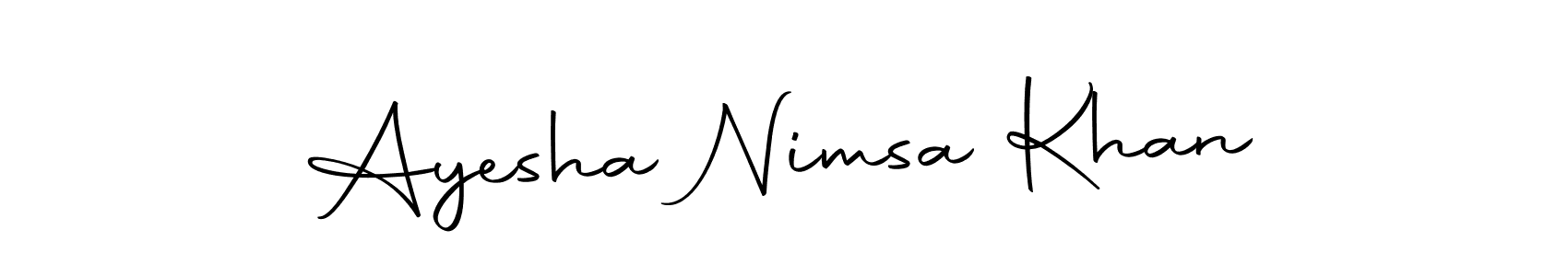 How to make Ayesha Nimsa Khan name signature. Use Autography-DOLnW style for creating short signs online. This is the latest handwritten sign. Ayesha Nimsa Khan signature style 10 images and pictures png