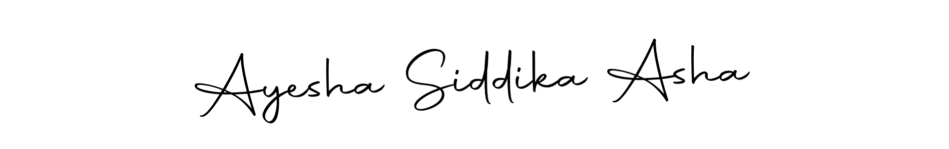 How to make Ayesha Siddika Asha name signature. Use Autography-DOLnW style for creating short signs online. This is the latest handwritten sign. Ayesha Siddika Asha signature style 10 images and pictures png