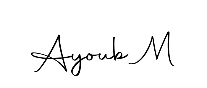 Ayoub M stylish signature style. Best Handwritten Sign (Autography-DOLnW) for my name. Handwritten Signature Collection Ideas for my name Ayoub M. Ayoub M signature style 10 images and pictures png