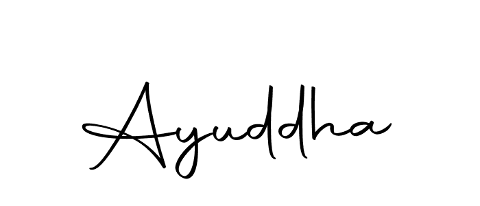 Create a beautiful signature design for name Ayuddha. With this signature (Autography-DOLnW) fonts, you can make a handwritten signature for free. Ayuddha signature style 10 images and pictures png