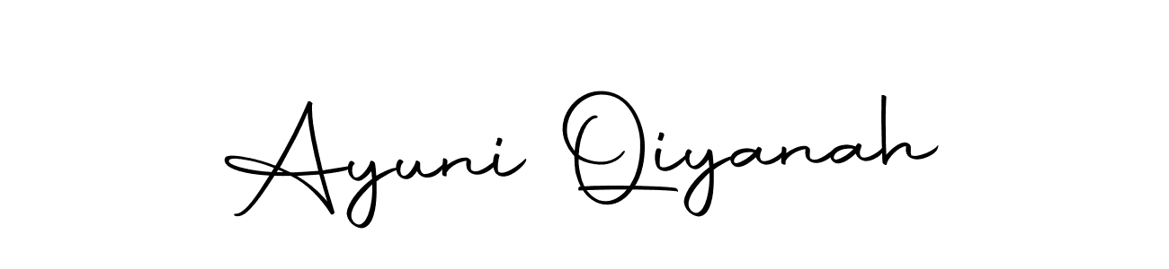 The best way (Autography-DOLnW) to make a short signature is to pick only two or three words in your name. The name Ayuni Qiyanah include a total of six letters. For converting this name. Ayuni Qiyanah signature style 10 images and pictures png
