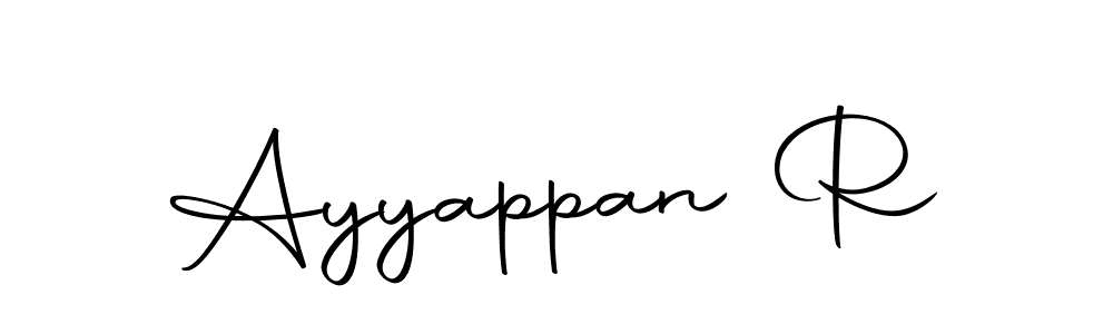 Use a signature maker to create a handwritten signature online. With this signature software, you can design (Autography-DOLnW) your own signature for name Ayyappan R. Ayyappan R signature style 10 images and pictures png