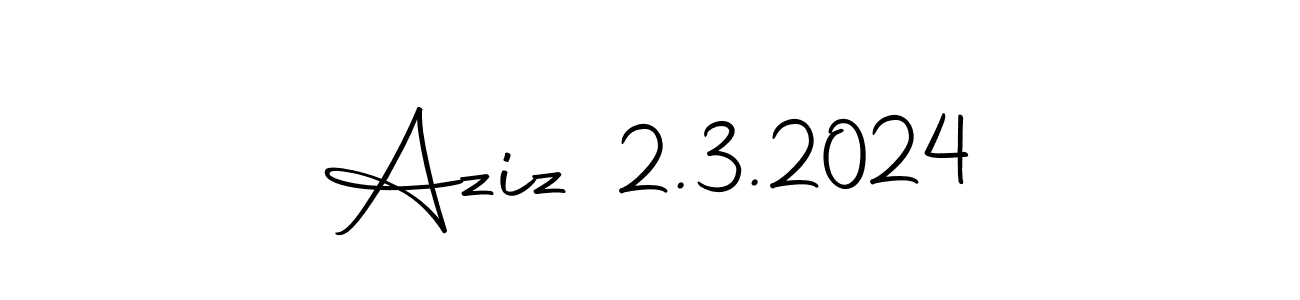 How to make Aziz 2.3.2024 name signature. Use Autography-DOLnW style for creating short signs online. This is the latest handwritten sign. Aziz 2.3.2024 signature style 10 images and pictures png