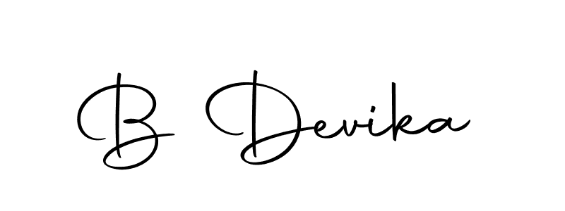How to make B Devika name signature. Use Autography-DOLnW style for creating short signs online. This is the latest handwritten sign. B Devika signature style 10 images and pictures png