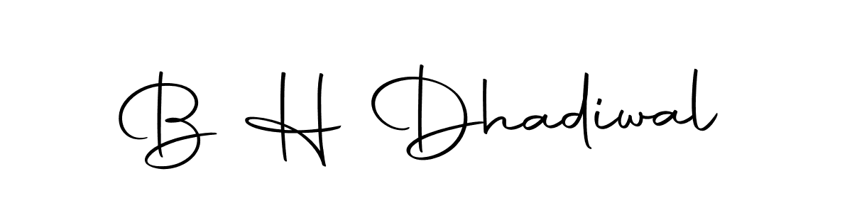 How to make B H Dhadiwal name signature. Use Autography-DOLnW style for creating short signs online. This is the latest handwritten sign. B H Dhadiwal signature style 10 images and pictures png