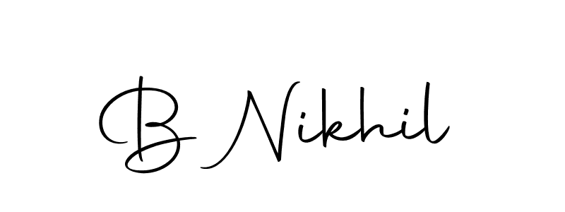 Use a signature maker to create a handwritten signature online. With this signature software, you can design (Autography-DOLnW) your own signature for name B Nikhil. B Nikhil signature style 10 images and pictures png