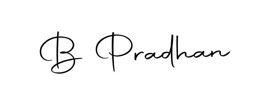 Create a beautiful signature design for name B Pradhan. With this signature (Autography-DOLnW) fonts, you can make a handwritten signature for free. B Pradhan signature style 10 images and pictures png