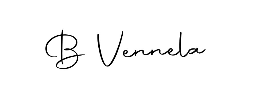 You should practise on your own different ways (Autography-DOLnW) to write your name (B Vennela) in signature. don't let someone else do it for you. B Vennela signature style 10 images and pictures png