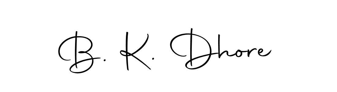 How to make B. K. Dhore name signature. Use Autography-DOLnW style for creating short signs online. This is the latest handwritten sign. B. K. Dhore signature style 10 images and pictures png