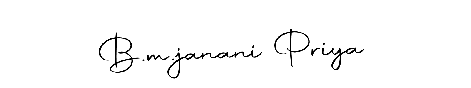 Create a beautiful signature design for name B.m.janani Priya. With this signature (Autography-DOLnW) fonts, you can make a handwritten signature for free. B.m.janani Priya signature style 10 images and pictures png