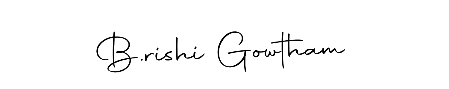 How to make B.rishi Gowtham name signature. Use Autography-DOLnW style for creating short signs online. This is the latest handwritten sign. B.rishi Gowtham signature style 10 images and pictures png