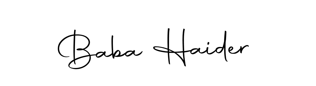 You should practise on your own different ways (Autography-DOLnW) to write your name (Baba Haider) in signature. don't let someone else do it for you. Baba Haider signature style 10 images and pictures png