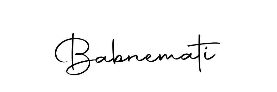 Use a signature maker to create a handwritten signature online. With this signature software, you can design (Autography-DOLnW) your own signature for name Babnemati. Babnemati signature style 10 images and pictures png