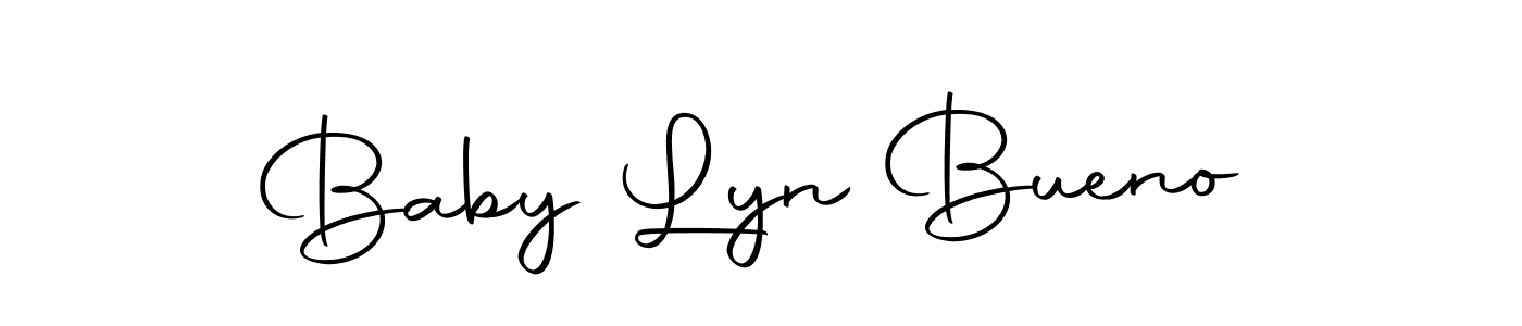 How to make Baby Lyn Bueno name signature. Use Autography-DOLnW style for creating short signs online. This is the latest handwritten sign. Baby Lyn Bueno signature style 10 images and pictures png