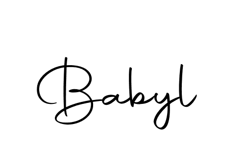 Use a signature maker to create a handwritten signature online. With this signature software, you can design (Autography-DOLnW) your own signature for name Babyl. Babyl signature style 10 images and pictures png