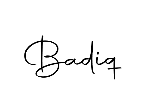 Design your own signature with our free online signature maker. With this signature software, you can create a handwritten (Autography-DOLnW) signature for name Badiq. Badiq signature style 10 images and pictures png