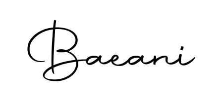 Discover how Baeani looks in an executive cursive font (Autography-DOLnW). Perfect for legal documents, invoices, and certificates. Baeani signature style 10 images and pictures png