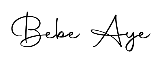 Get an exclusive digital autograph for Bebe Aye. The Autography-DOLnW typeface captures the charm of real penmanship on paper. Bebe Aye signature style 10 images and pictures png