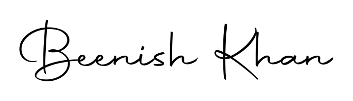 Personalize your online presence with Beenish Khan signature rendered in elegant Autography-DOLnW font. Great for website footers and blogs. Beenish Khan signature style 10 images and pictures png