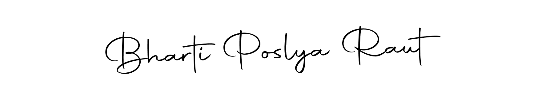 The best way (Autography-DOLnW) to make a short signature is to pick only two or three words in your name. The name Bharti Poslya Raut include a total of six letters. For converting this name. Bharti Poslya Raut signature style 10 images and pictures png