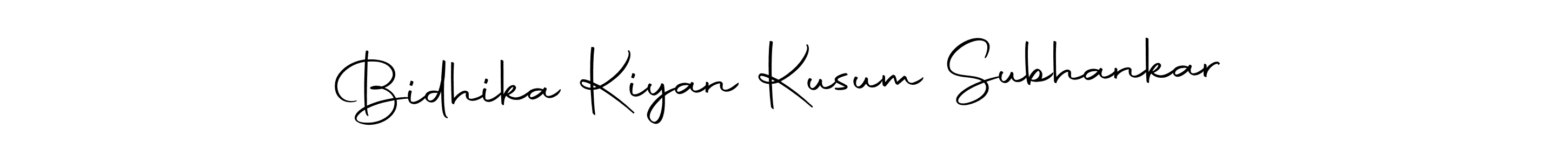 You should practise on your own different ways (Autography-DOLnW) to write your name (Bidhika Kiyan Kusum Subhankar) in signature. don't let someone else do it for you. Bidhika Kiyan Kusum Subhankar signature style 10 images and pictures png