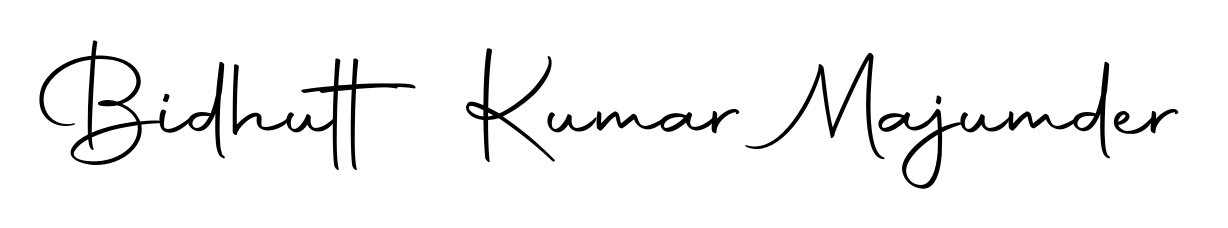 Master the art of signing with Bidhutt Kumar Majumder written in fluent Autography-DOLnW script. A great template to practice and refine your handwriting. Bidhutt Kumar Majumder signature style 10 images and pictures png